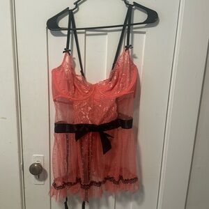 Pink & black 2X lingerie TOP